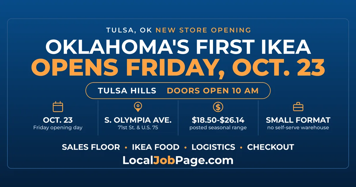 IKEA Tulsa Opens Oct. 23 at Tulsa Hills: What the Store Jobs Pay