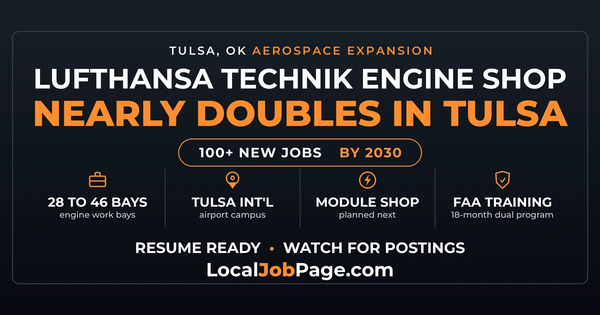 Lufthansa Technik Nearly Doubles Its Tulsa Engine Shop, Plans 100-Plus Jobs by 2030
