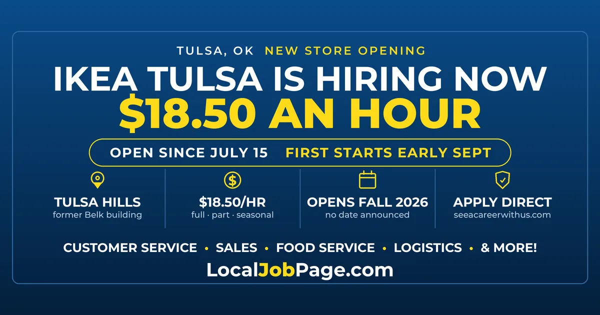 IKEA Opens at Tulsa Hills This Fall and Is Hiring at $18.50 an Hour